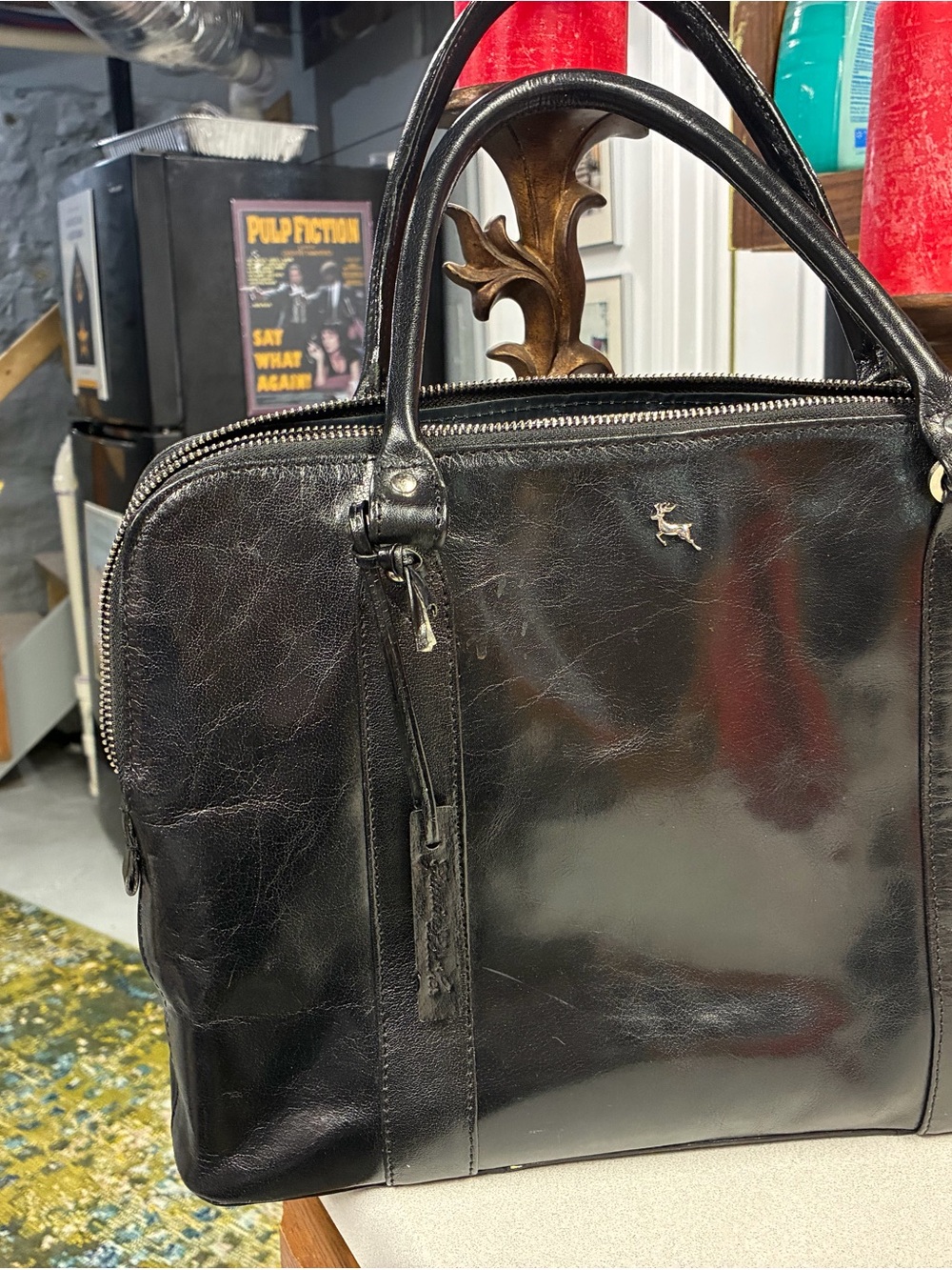 Black Leather women’s lap top bag